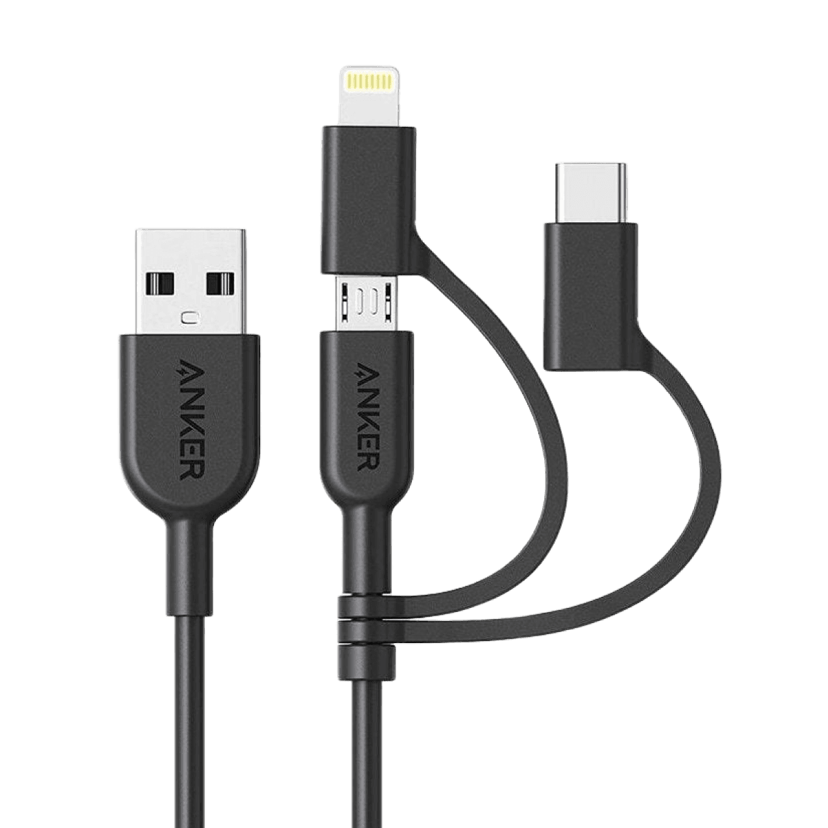 Anker <b>321</b> USB-A to Lightning Cable (3ft 3-in-1)