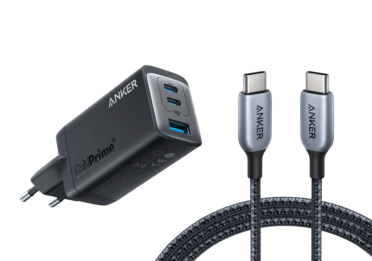Anker <b>735</b> Charger (GaNPrime 65W) with USB-C to USB-C Cable